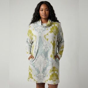 Anthropologie Saturday Sunday Cozy Cowl Neck Retro Floral Pocket Mini Dress